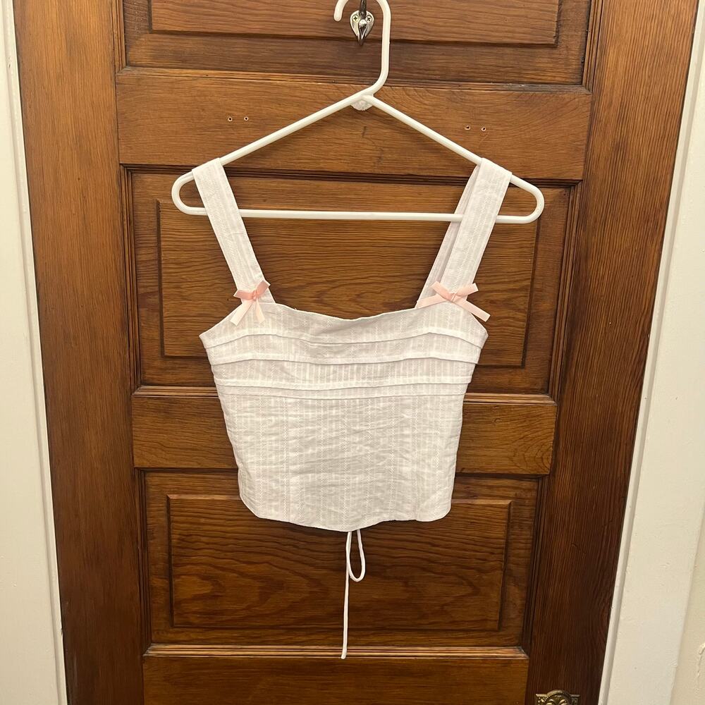 MORE TO COME Helena Top in White size XS Women's Crop Back Tie $60